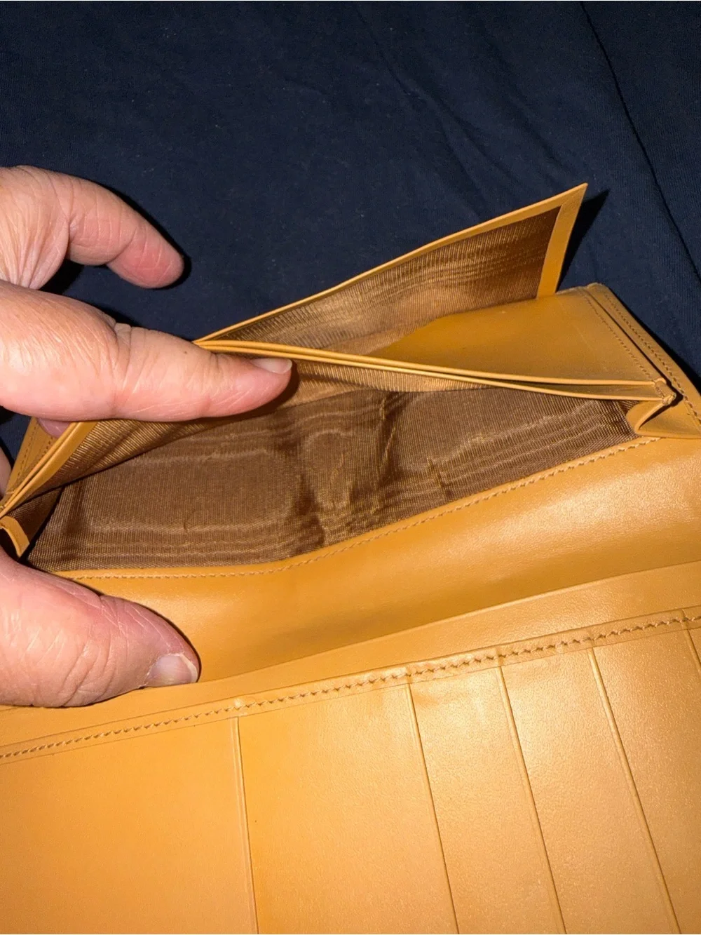 Celine Brown Monogram Trifold Wallet with Tan Trim